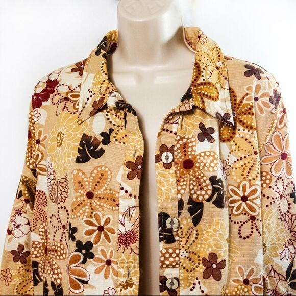 Serengeti Retro Floral Jacket Top Sz L - Picture 11 of 12